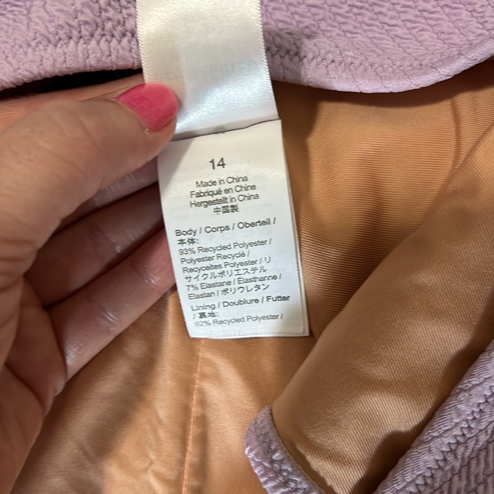 J. Crew. Lilac Textured High-Leg Square-Neck One-Piece Swimsuit - Picture 5 of 6